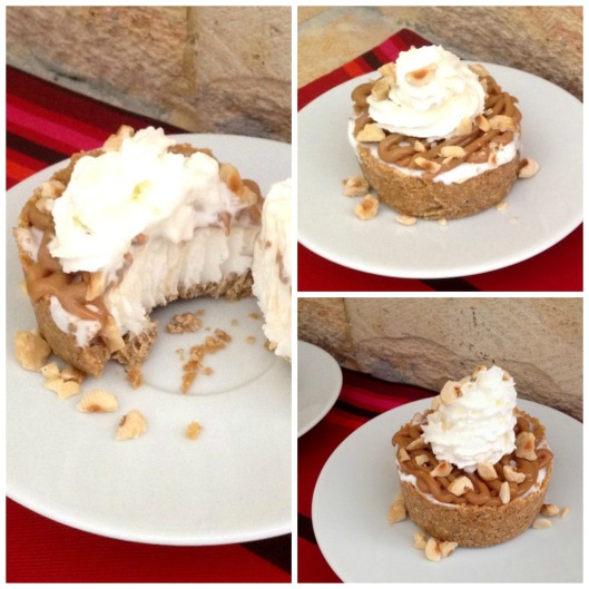 Three photos of a funky pie, one of them opened up to reveal the ice-cream centre